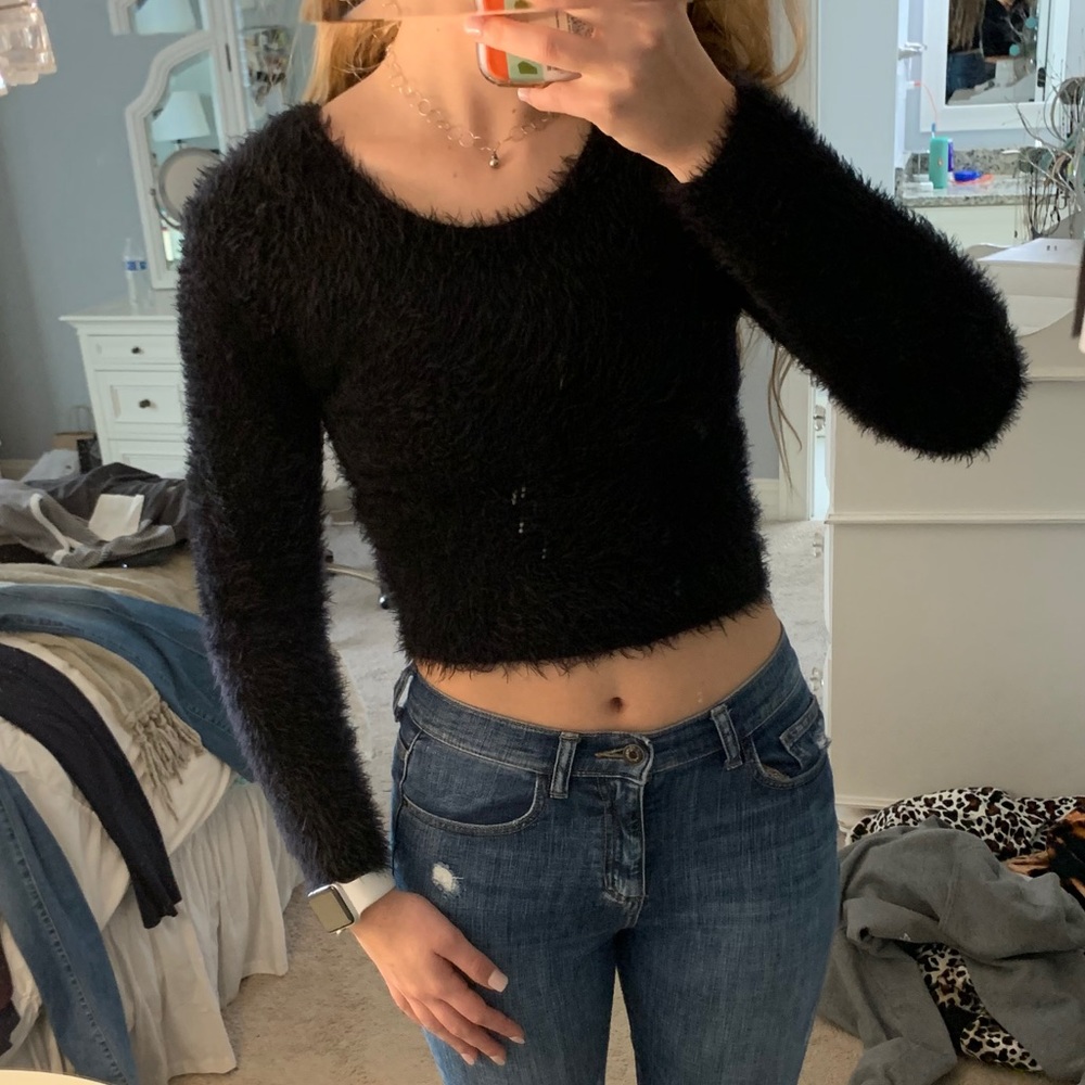 Topshop Cropped Fuzzy Sweater